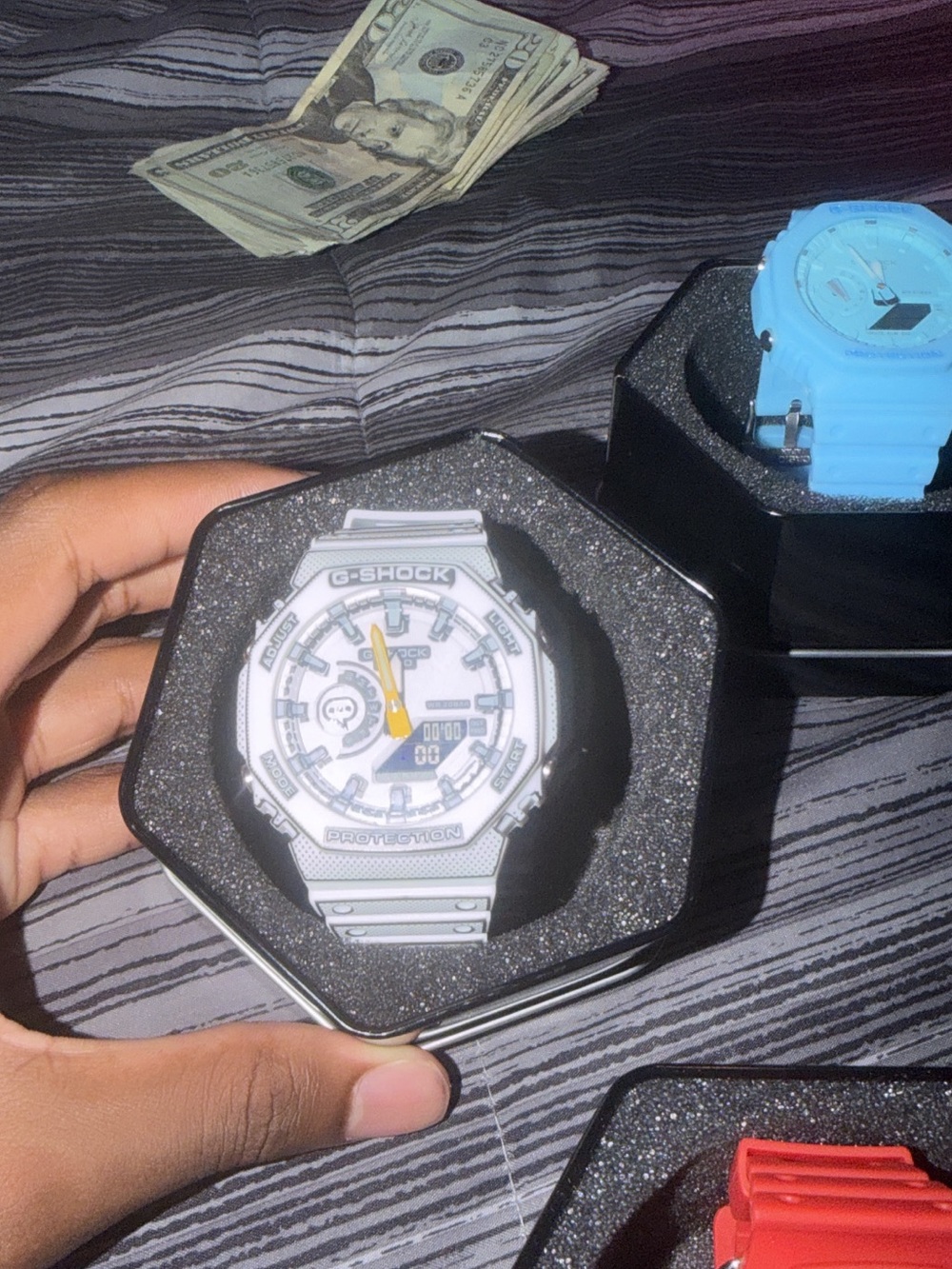 G-Shock White and Yellow Resin Analog-Digital Watch